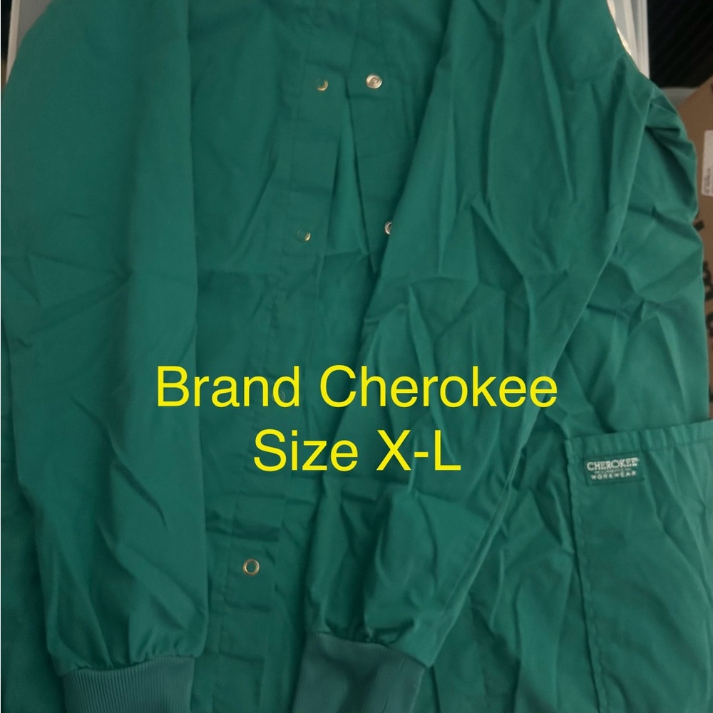 Cherokee Teal Green Snap-Front Work Jacket